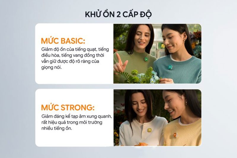 Mic DJI Mini 2 có hai mức chống ồn, hỗ trợ tốt trong các môi trường có tạp âm vừa phải.